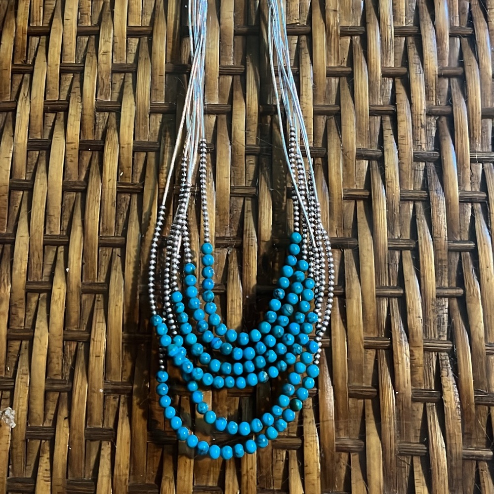 Liquid Silver Native Turquoise Necklace
$200